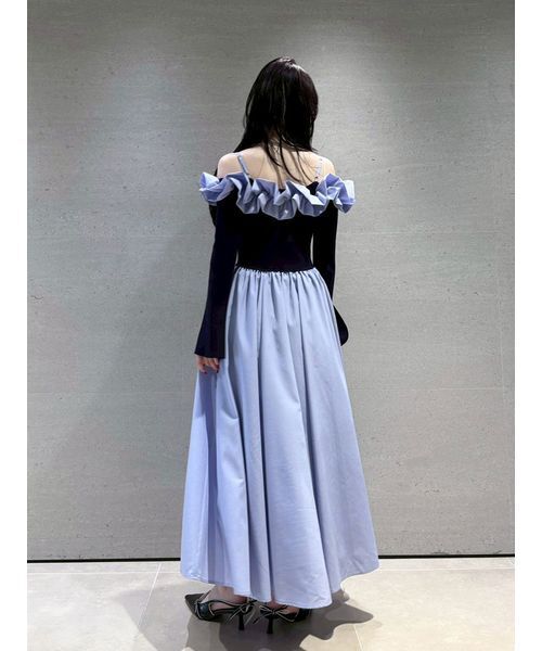 セール】フリルカラーニットコンビワンピース（ワンピース）｜LILY