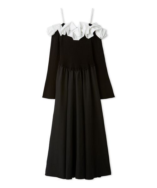 セール】フリルカラーニットコンビワンピース（ワンピース）｜LILY