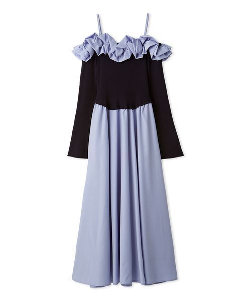 フリルカラーニットコンビワンピース（ワンピース）｜LILY BROWN