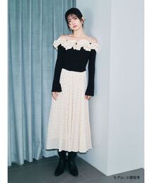 LILY BROWN | フリルカラーニットコンビワンピース(ワンピース)