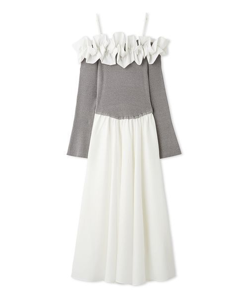 LILY BROWN(リリーブラウン)の「フリルカラーニットコンビワンピース(ワンピース・レディース・ドット/ブルー/ブラック/グレー・F)」の8枚目の写真