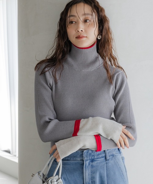 セール】配色リブタートルニット/621799（ニット/セーター）｜Elura