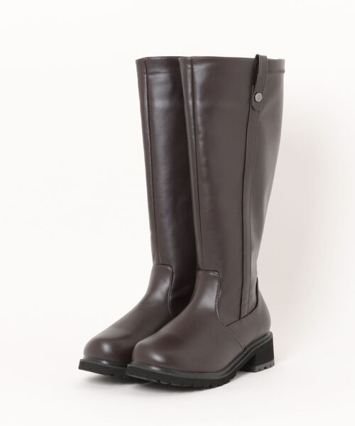 la farfa SHOES(ラ・ファーファ シューズ)の「la farfa ラファーファ レディース ロングジョッキーブーツ【幅広4E/筒幅ゆったり/大きいサイズ】取り外せる二重中敷で調節可能 6001(ブーツ・レディース・ダークブラウン/ブラック・M/L/LL/XL)」の1枚目の写真