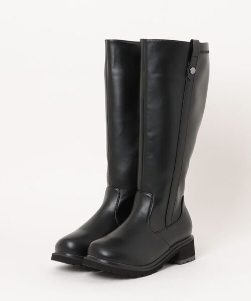 la farfa SHOES(ラ・ファーファ シューズ)の「la farfa ラファーファ レディース ロングジョッキーブーツ【幅広4E/筒幅ゆったり/大きいサイズ】取り外せる二重中敷で調節可能 6001(ブーツ・レディース・ダークブラウン/ブラック・M/L/LL/XL)」の2枚目の写真