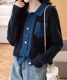 Diosfront | デニムドッキングニットカーディガン(カーディガン/ボレロ)