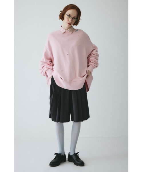 HeRIN.CYE（ヘリンドットサイ）の「Crash cut tops　　クラッシュカットトップス（スウェット・レディース・ピンク/ライトブラック・FREE）」の6枚目の写真