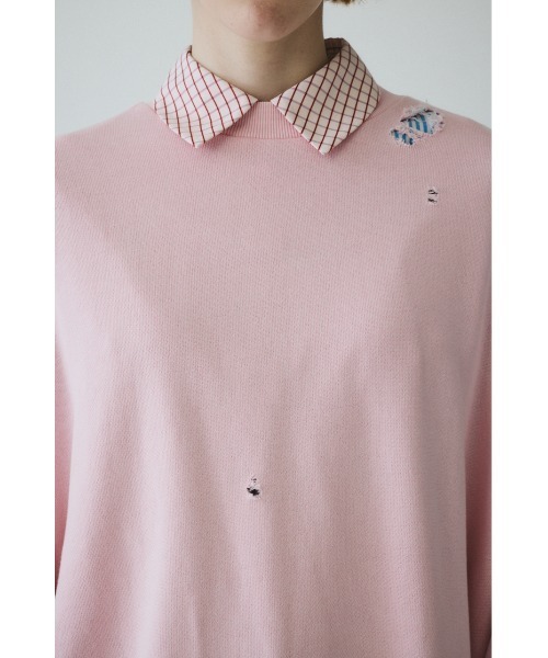 HeRIN.CYE（ヘリンドットサイ）の「Crash cut tops　　クラッシュカットトップス（スウェット・レディース・ピンク/ライトブラック・FREE）」の9枚目の写真