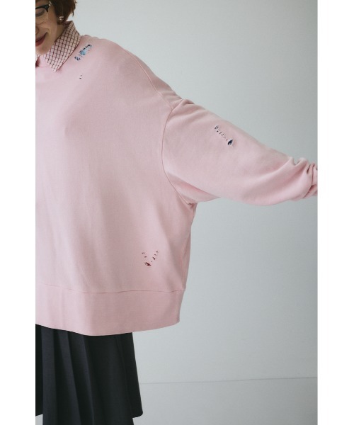 HeRIN.CYE（ヘリンドットサイ）の「Crash cut tops　　クラッシュカットトップス（スウェット・レディース・ピンク/ライトブラック・FREE）」の11枚目の写真