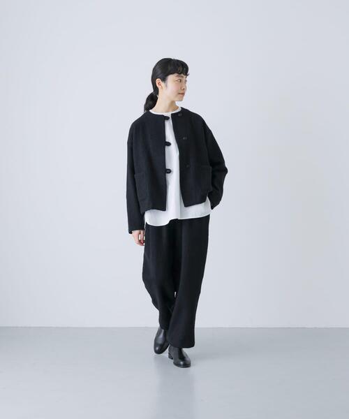 ウールクルーネックジャケット（ノーカラージャケット）｜かぐれ