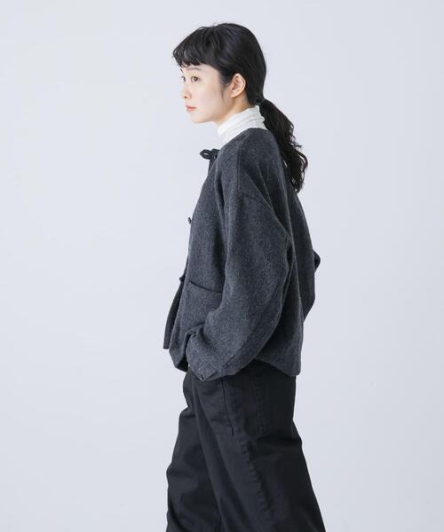 ウールクルーネックジャケット（ノーカラージャケット）｜かぐれ