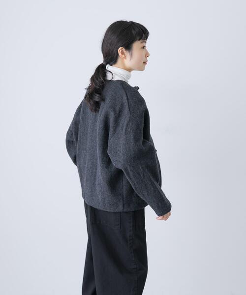 かぐれ⭐︎ウールジャケット美品 ウールクルーネックジャケット（ノーカラージャケット）｜かぐれ