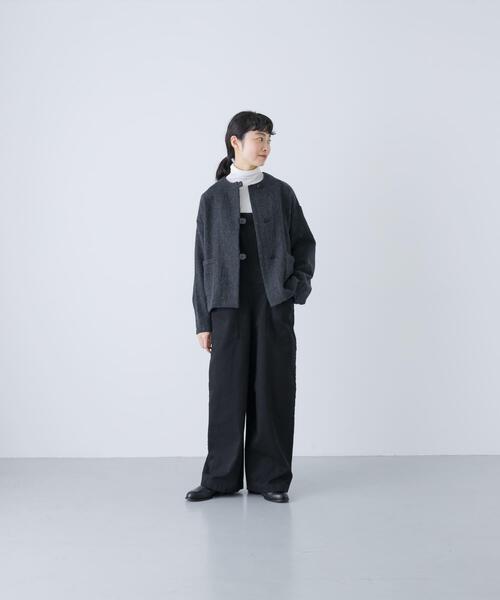 かぐれ(カグレ)の「ウールクルーネックジャケット(ノーカラージャケット・レディース・チャコールグレー/ブラック・FREE)」の20枚目の写真