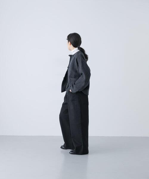 かぐれ(カグレ)の「ウールクルーネックジャケット(ノーカラージャケット・レディース・チャコールグレー/ブラック・FREE)」の21枚目の写真