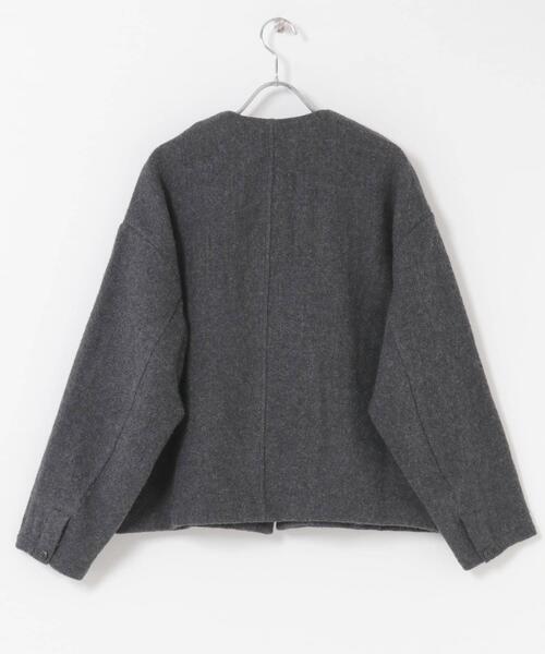 ウールクルーネックジャケット（ノーカラージャケット）｜かぐれ
