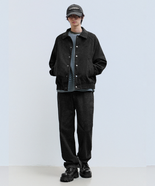 ラグランカラー デニムジャケット-ブラック（MA-1）｜F.ILLUMINATE