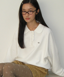 RONRON | HENRYNECK FRILL POINT SWEATSHIRT WHITE(スウェット)