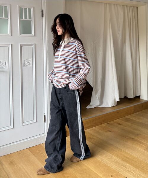 RONRON(ロンロン)の「SIDE LACE TRACK DENIM PANTS BLACK(デニムパンツ・レディース・その他・SMALL/MEDIUM/LARGE)」の9枚目の写真