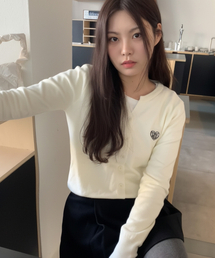 MVK ハートステッチミニVネックニットアイボリー