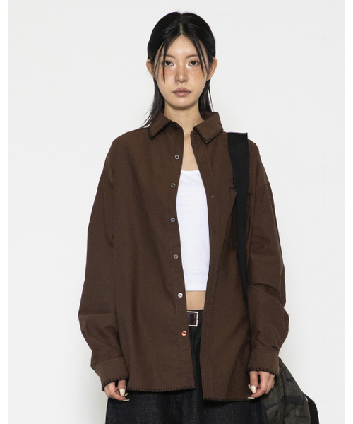 GLACK(グラック)の「GS010 エッジステッチシティボーイシャツ (ブラウン)(シャツ/ブラウス・レディース・その他・MEDIUM/LARGE)」の6枚目の写真
