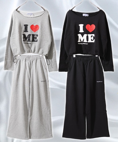 #MEMORY（メモリー）の「【MEMORY】［セットアップ対応］I LOVE ME ワンショルダー スウェット / I LOVE ME One-Shoulder Sweatshirt（スウェット・レディース・ブラック/グレー・FREE）」の10枚目の写真