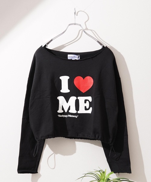 #MEMORY（メモリー）の「【MEMORY】［セットアップ対応］I LOVE ME ワンショルダー スウェット / I LOVE ME One-Shoulder Sweatshirt（スウェット・レディース・ブラック/グレー・FREE）」の11枚目の写真