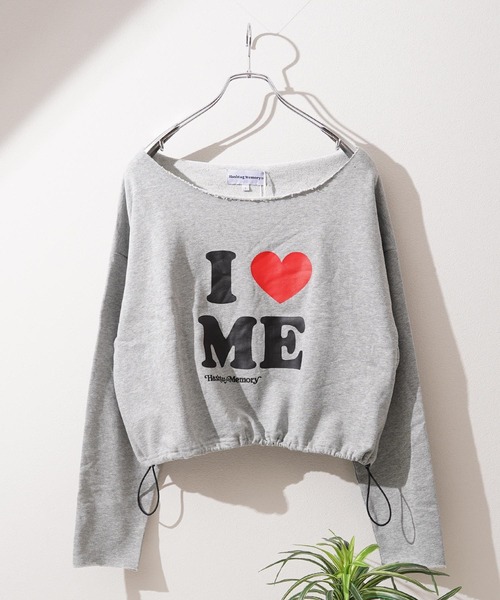 #MEMORY（メモリー）の「【MEMORY】［セットアップ対応］I LOVE ME ワンショルダー スウェット / I LOVE ME One-Shoulder Sweatshirt（スウェット・レディース・ブラック/グレー・FREE）」の16枚目の写真