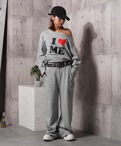 #MEMORY（メモリー）の「【MEMORY】［セットアップ対応］I LOVE ME ワンショルダー スウェット / I LOVE ME One-Shoulder Sweatshirt（スウェット・レディース・ブラック/グレー・FREE）」の18枚目の写真