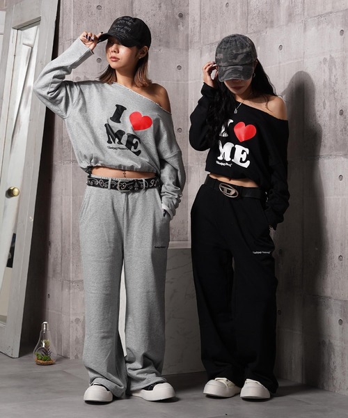 #MEMORY（メモリー）の「【MEMORY】［セットアップ対応］I LOVE ME ワンショルダー スウェット / I LOVE ME One-Shoulder Sweatshirt（スウェット・レディース・ブラック/グレー・FREE）」の22枚目の写真