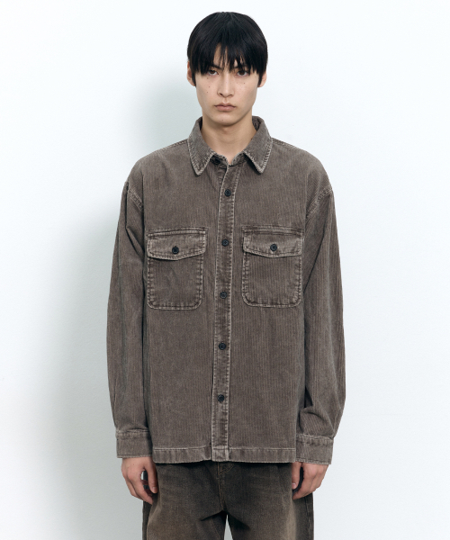 Pigment Corduroy Shirt Jacket BROWN