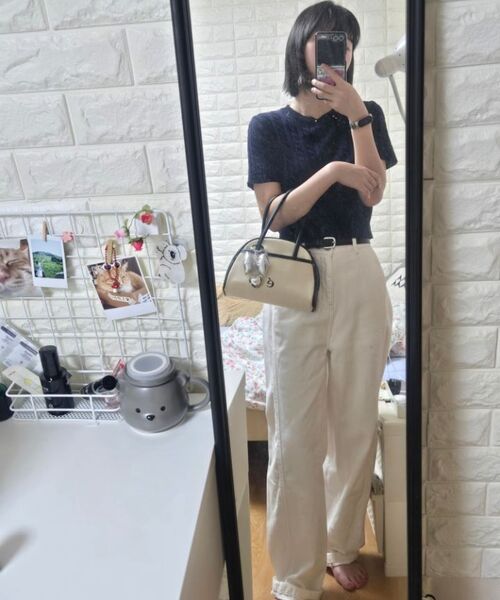 MUSINSA STANDARD WOMAN（ムシンサスタンダードウーマン）の「ウィメンズツイストセミバルーンデニムパンツ[クリーム]（デニムパンツ・レディース・その他・29/30/24/25/26/27/28）」の8枚目の写真