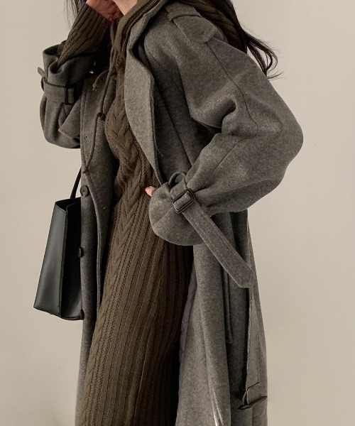 FAVORITO(ファヴォリート)の「ダブルブレストリボンコート(チェスターコート・レディース・ベージュ/グレー・F)」の19枚目の写真