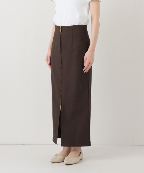 新品 NOBLE RyNyコンフォートストレッチジップタイトスカート 38 茶色 新品 NOBLE RyNyコンフォートストレッチジップタイトスカート 38 茶色