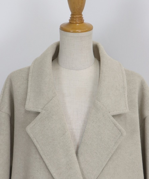BLUEEAST（ブルーイースト）の「テーラードウールロングコート（チェスターコート・レディース・ベージュ/チャコールグレー・MEDIUM）」の3枚目の写真