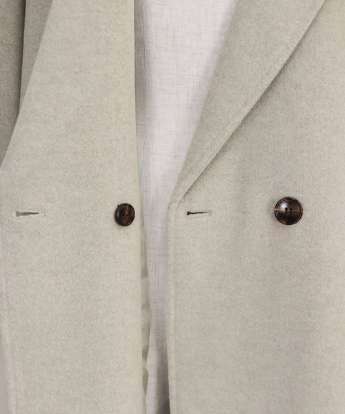 BLUEEAST（ブルーイースト）の「テーラードウールロングコート（チェスターコート・レディース・ベージュ/チャコールグレー・MEDIUM）」の6枚目の写真
