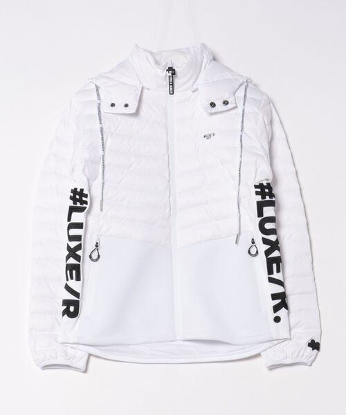 LUXE/R GOLF(ラグジュ ゴルフ)の「(RM)【LUXE/R GOLF】2WAY コンビネーション ダウン フード ジャケット(ダウンジャケット/コート・メンズ・ブラック/チャコールグレー/オフホワイト・XL/L/M)」の2枚目の写真