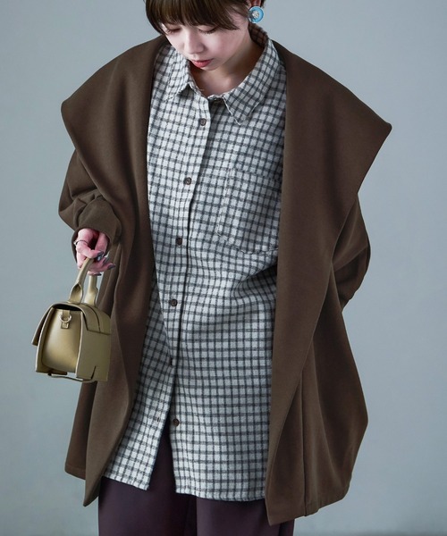 Fashion Letter(ファッションレター)の「裏フリース ポンディング ガウンジャケット(その他アウター・レディース・オートミール/ブラウン/グレー/ブラック・M)」の6枚目の写真