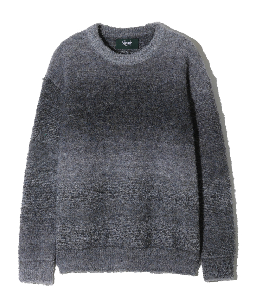 NODU（ノードユー）の「NPN Gradient Buckle Two-Tone Color Stripe Round Neck Long Sleeve Knit [Black]（ニット/セーター・メンズ・その他・LARGE/MEDIUM）」の2枚目の写真