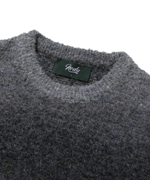 NODU（ノードユー）の「NPN Gradient Buckle Two-Tone Color Stripe Round Neck Long Sleeve Knit [Black]（ニット/セーター・メンズ・その他・LARGE/MEDIUM）」の4枚目の写真