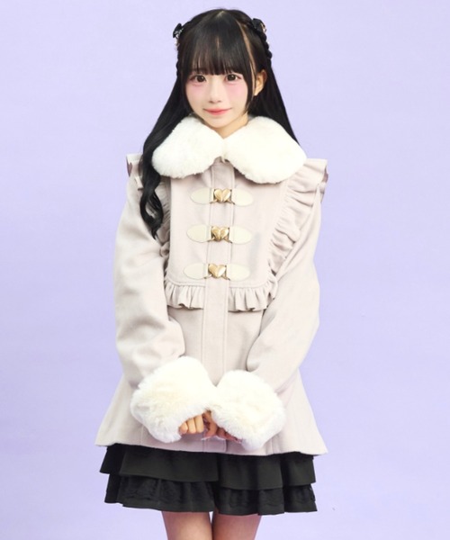 Secret Honey(シークレットハニー)の「ヨーク切替ハートビットコート(その他アウター・レディース・レッド/グレー/オフホワイト・MEDIUM)」の2枚目の写真