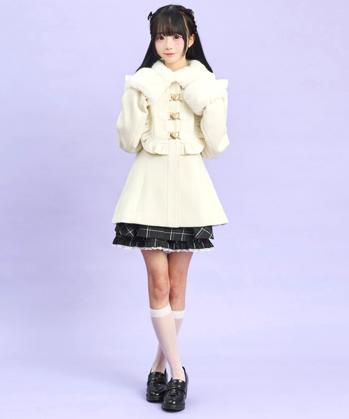 Secret Honey(シークレットハニー)の「ヨーク切替ハートビットコート(その他アウター・レディース・レッド/グレー/オフホワイト・MEDIUM)」の4枚目の写真