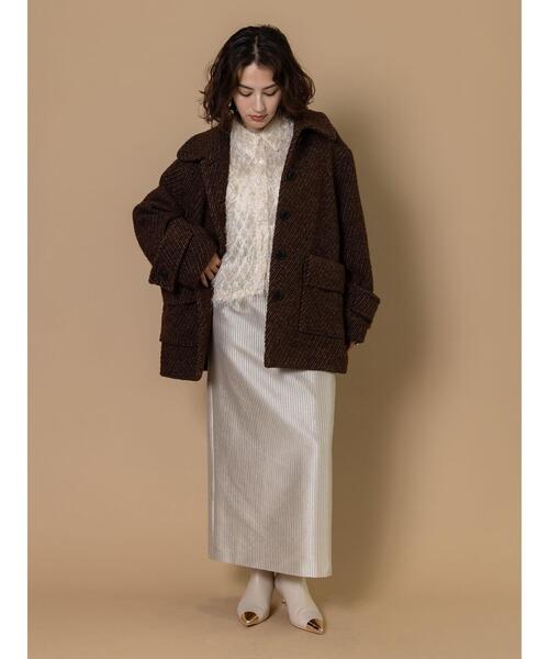 Te chichi CLASSIC（テチチクラシック）の「フリンジジャガードショートシャツ《2025winter catalog item》（シャツ/ブラウス・レディース・ブラック/オフホワイト・F）」の4枚目の写真