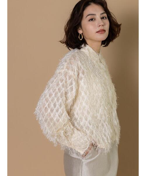 Te chichi CLASSIC（テチチクラシック）の「フリンジジャガードショートシャツ《2025winter catalog item》（シャツ/ブラウス・レディース・ブラック/オフホワイト・F）」の9枚目の写真