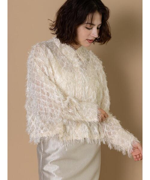 Te chichi CLASSIC（テチチクラシック）の「フリンジジャガードショートシャツ《2025winter catalog item》（シャツ/ブラウス・レディース・ブラック/オフホワイト・F）」の10枚目の写真