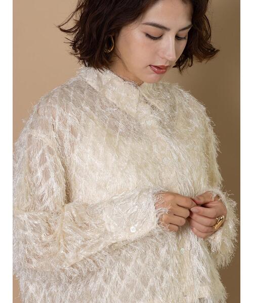 Te chichi CLASSIC（テチチクラシック）の「フリンジジャガードショートシャツ《2025winter catalog item》（シャツ/ブラウス・レディース・ブラック/オフホワイト・F）」の13枚目の写真