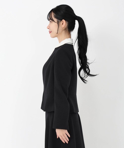 プルックツイル_ペプラムジャケット（ノーカラージャケット