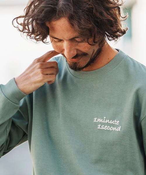 1minute 1second（ワンミニットワンセカンド）の「mlt5501-cursive foam print 10oz long sleeve shirt ロングスリーブカットソー(1M26H250)（Tシャツ/カットソー・メンズ・ブラック/グリーン系その他/ネイビー/ホワイト・M/L/XL）」の3枚目の写真