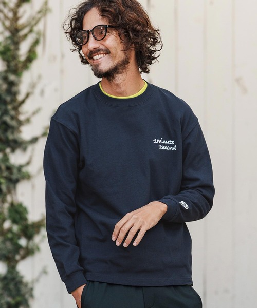 1minute 1second（ワンミニットワンセカンド）の「mlt5501-cursive foam print 10oz long sleeve shirt ロングスリーブカットソー(1M26H250)（Tシャツ/カットソー・メンズ・ブラック/グリーン系その他/ネイビー/ホワイト・M/L/XL）」の4枚目の写真