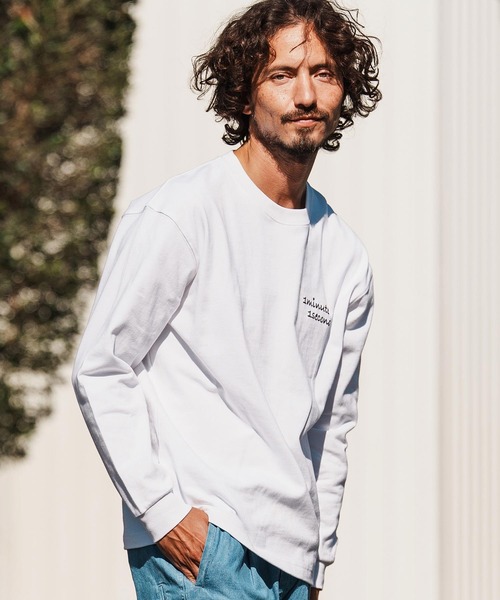 1minute 1second（ワンミニットワンセカンド）の「mlt5501-cursive foam print 10oz long sleeve shirt ロングスリーブカットソー(1M26H250)（Tシャツ/カットソー・メンズ・ブラック/グリーン系その他/ネイビー/ホワイト・M/L/XL）」の5枚目の写真