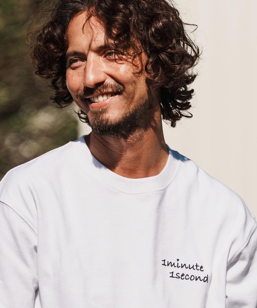 1minute 1second（ワンミニットワンセカンド）の「mlt5501-cursive foam print 10oz long sleeve shirt ロングスリーブカットソー(1M26H250)（Tシャツ/カットソー・メンズ・ブラック/グリーン系その他/ネイビー/ホワイト・M/L/XL）」の6枚目の写真