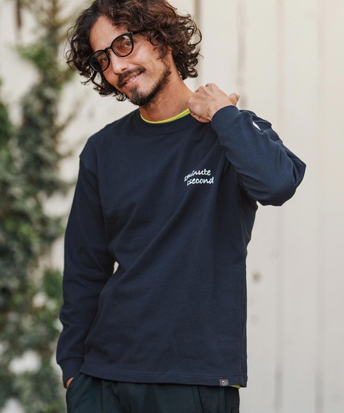 1minute 1second（ワンミニットワンセカンド）の「mlt5501-cursive foam print 10oz long sleeve shirt ロングスリーブカットソー(1M26H250)（Tシャツ/カットソー・メンズ・ブラック/グリーン系その他/ネイビー/ホワイト・M/L/XL）」の13枚目の写真